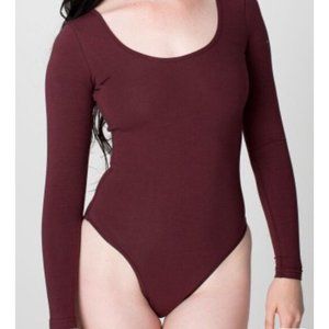 American Apparel Long Sleeve Burgundy Bodysuit (M)